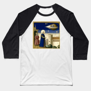 Look Up - Funny Medieval Illumination Anachronism History Baseball T-Shirt